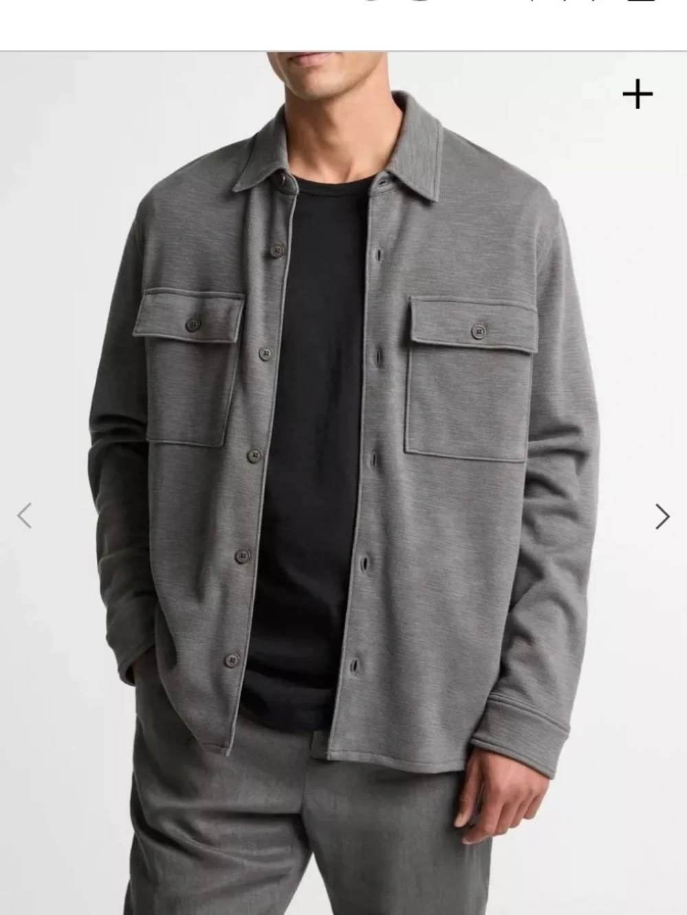 Vince Men's Double-Slub Cotton Blend Shirt Jacket Shacket Gray Medium